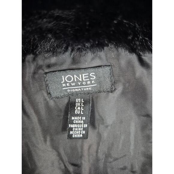 Jones New York Signature Black Women's Faux-Fur Collar Quilted Long Vest L NWOT - Picture 6 of 7